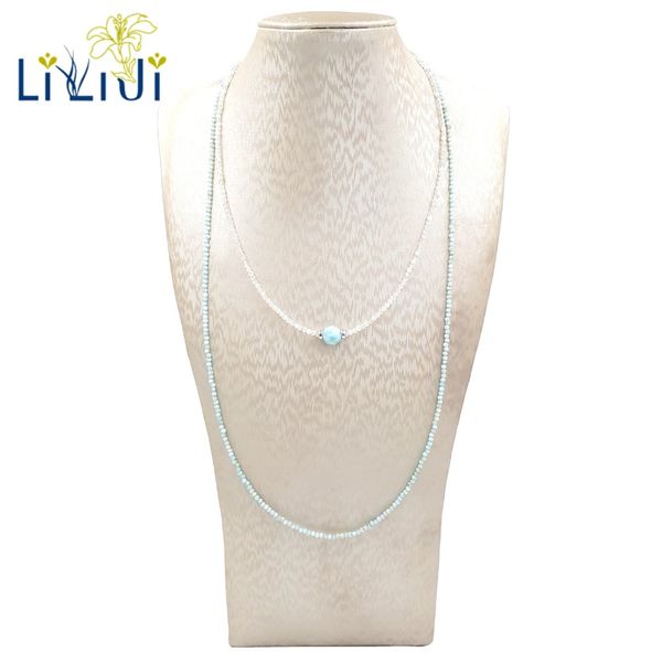 

lii ji larimar moonstone necklace natural tiny stone 925 sterling silver sparkling necklace set delicate jewelry for female