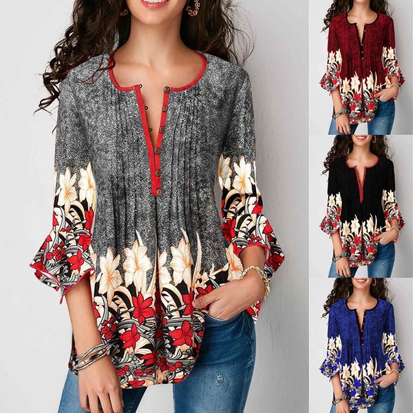 

2019 new summer women print short sleeve blouses shirts for women casual loose ladies female blouse plus size clothing 5xl, White