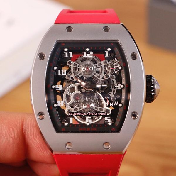 

16 styles edition rm 17-01 skeleton dial japan miyota automatic mechanical mens watch rm17-01 steel case rubber strap sport watches 09, Slivery;brown