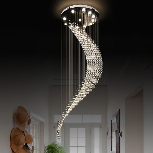 

Large moon hape cry tal chandelier light fixture modern lamp for living room hotel hall indoor decoration long tair pendant lamp