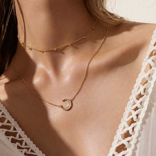 

mwm stainless steel vintage multi layered necklace for women bohemian coin star moon necklace geometric chain round pendant col, Golden;silver