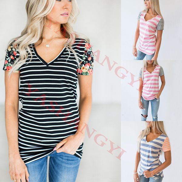 

воротник v stripe short женского стиль рукав рубашка голова футболка, Black