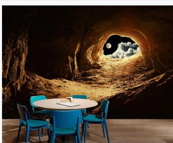 

beautiful scenery wallpapers cave stone wall 3d three dimensional large background wall