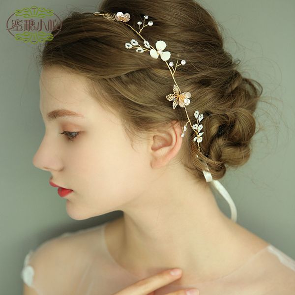 

свадьба из бисера жемчужный подарок женщина леди алмаз цветок лист волос украшения для невесты актерского начала выпускной yy-97, Slivery;golden