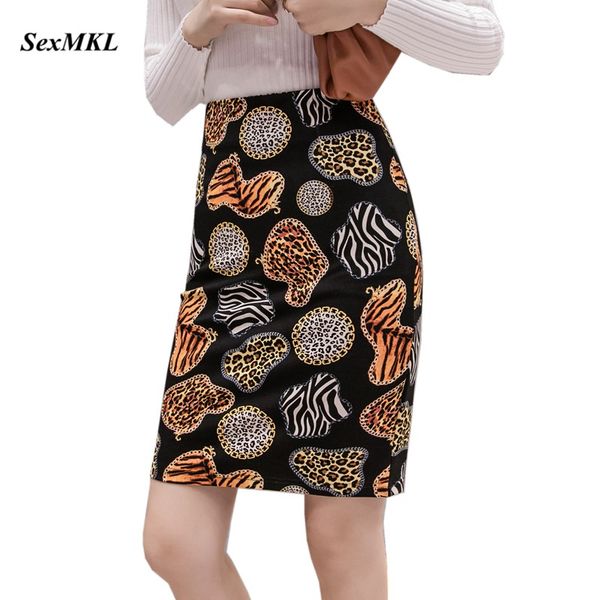 

printed skirts womens plus size 2019 fashion casual high waist winter skirt zipper office women jupe split pencil skirt, Black