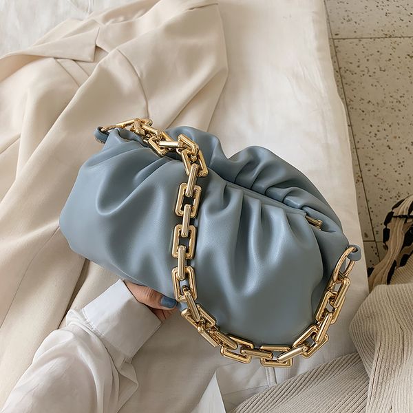 

unixinu gold chain pu leather bag for women 2020 summer armpit bag lady shoulder handbags female solid color travel hand