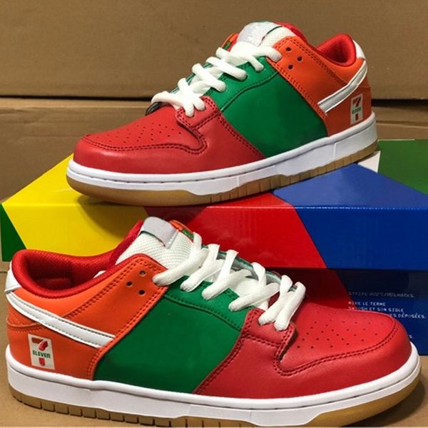 

с коробкой 2020 новый 7-eleven х sb dunk low зеленый красный оранжевый женщины мужчины скейтборда кроссовки спорт кроссовки дизайнер обуви д
