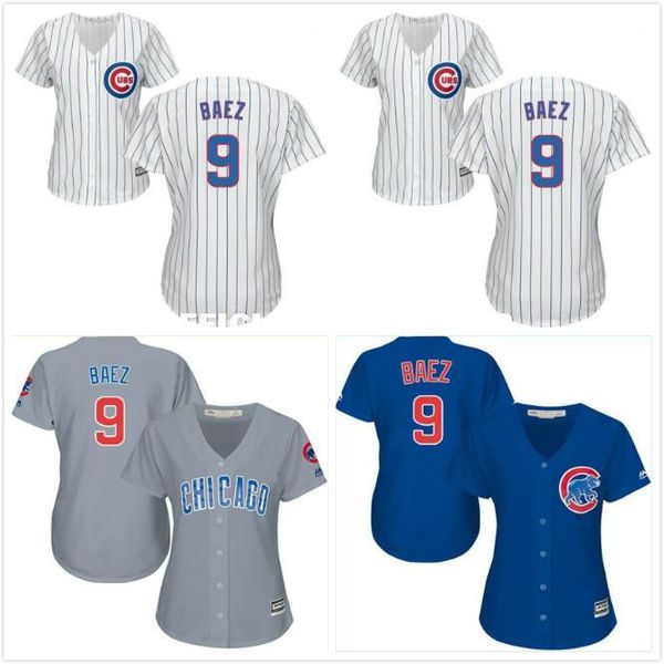 

women's #9 javier baez white jersey ing, Black;blue