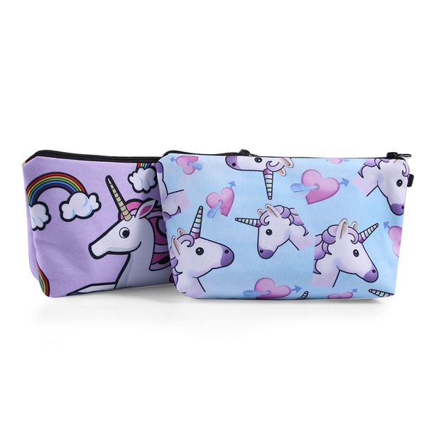 

fashion handbag pencil pouch zipper cosmetic case coin purse unicorn printed makeup bag for woman use convenient bag