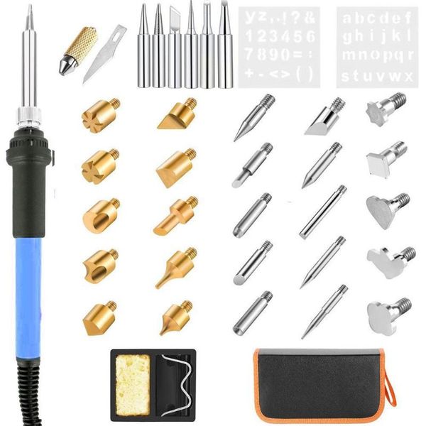 

37pcs wood burning pyrography pen kit tools solder iron adjustable temperature tool electric stylus handtools for industry 09