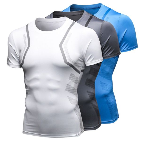 

быстрый compression спортивные рубашки мужчины бег фитнес тенниска tight футбол баскетбол джерси центр спортивной w1, Black;blue