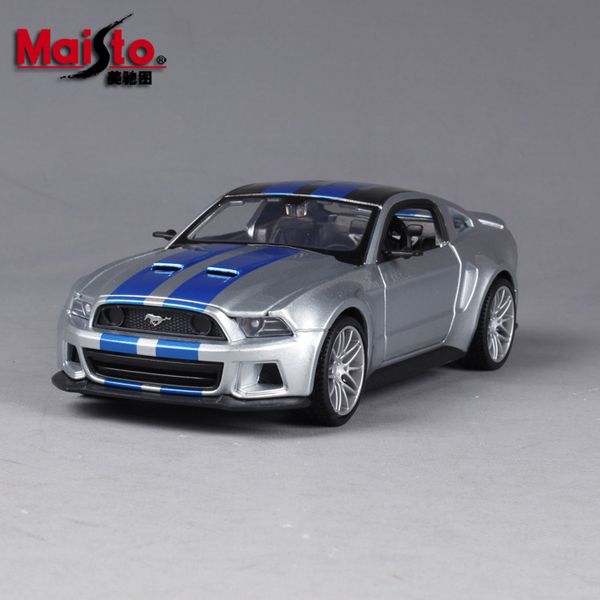 

maisto diecast alloy silvery ford mustang gt model car toy, sports cars, 1:24 scale ornament, xmas kid birthday boy gift, collecting, 2-1