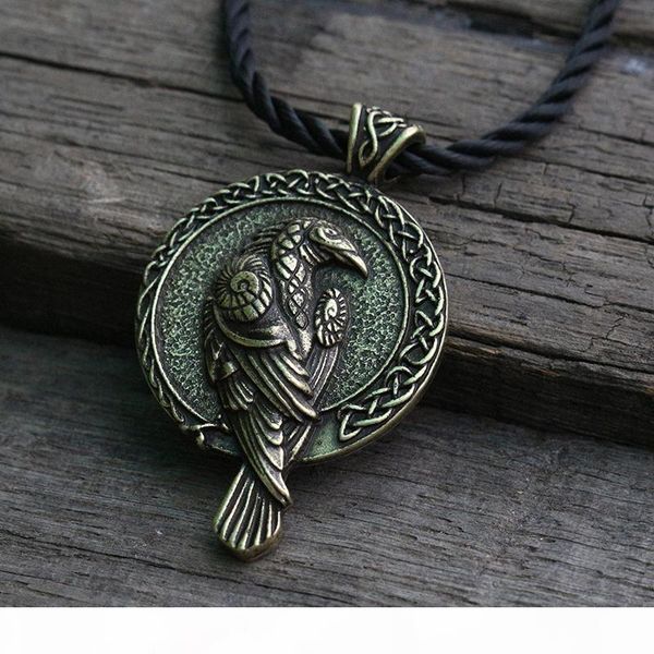 

lanseis 1pcs norse talisman viking raven pendant black bird celt crow necklace men pendant jewelry