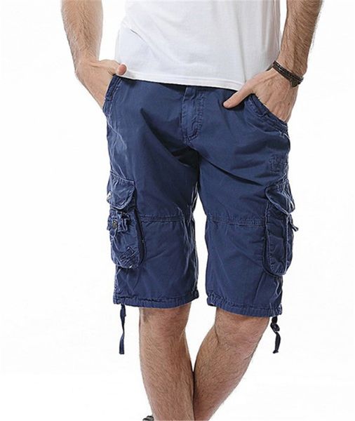 

summer men designer causal shorts fashion knee length overalls pants pleated loose with packet mens clothing, White;black