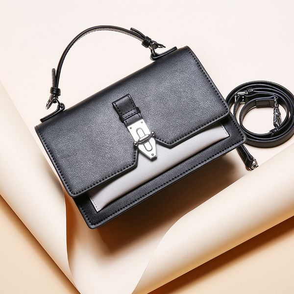 

contrast color bag female summer new leather female bag portable fashion simple shoulder small tide wild messenger