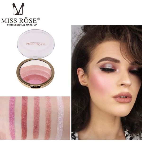 

miss rose 10 colors rainbow eye shadow highlighter bronzer face eyeshadow glow glitter eyeshadow lazy makeup tool