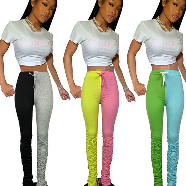 

stacked sweatpants women stacked pants leggings high waist skinny pencil pants ladies casual joggers women sweat, Black;white
