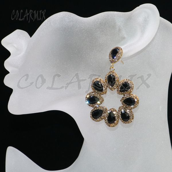 

3 pairs wholesale faceted crystal stone earrings pave gold rhinestone jewelry earring trendy jewelry for women 6063, Silver