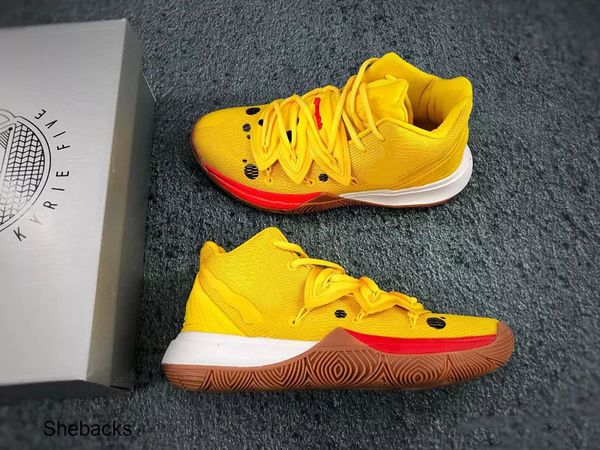 

2020 new kyrie ep 5 yellow black red-white breathable knitted fabric kids basketball shoes 5s mens shoes sports sneakers