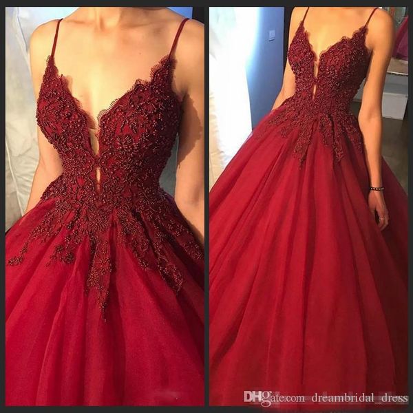 

vestidos бисероплетение линия Пром платья длинные бретельках сексуальное красное ви
