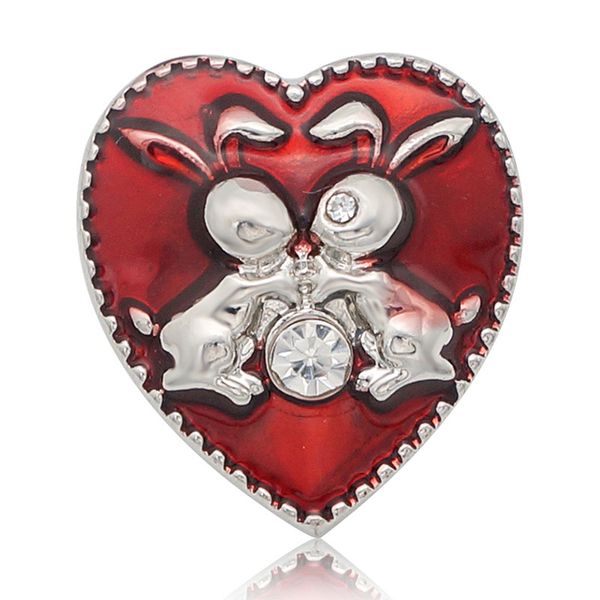 

kz3361 beauty colorful heart rabbits easter's day 18mm snap buttons fit 18mm snap bracelet snap jewelry wholesale, Black