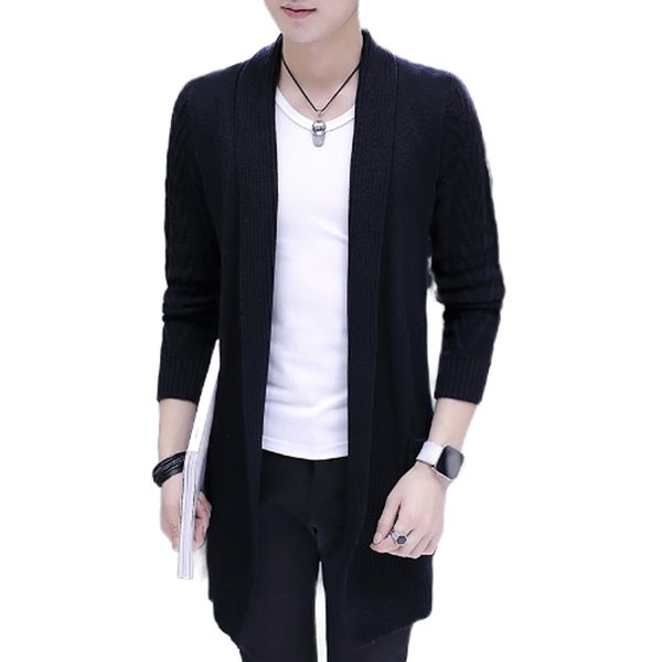

man x-long sweater coat long knitted sweater men's cardigan, White;black