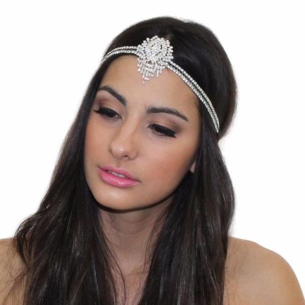 

new great gatsby inspired crystal pendant tiara headpiece headband, Golden;white