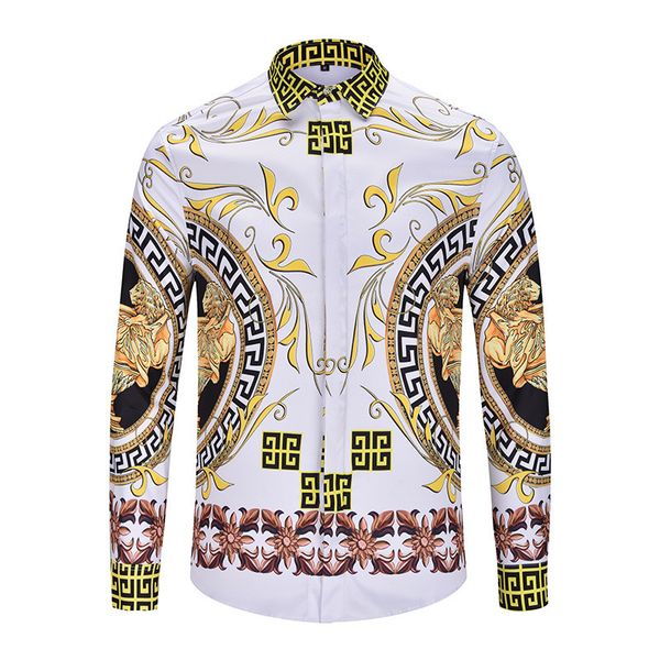 

Fashion Mens Long Sleeve Shirts 7 Styles Stripes Flowers Printed Men Novel Turn Down Neck Casual Shirt High Chic Designer Shirts