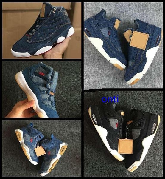 

2019 новый 4 6 11 13 denim ls трэвис мужчины баскетбол обувь мужские синие джинсы 4с 11s 13s кроссовки дизайнера jumpman тренеры спорт chaus, Black