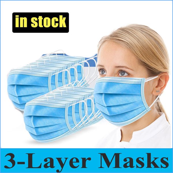 

Disposable Face Mask 3 Layer Ear-loop Dust Mouth Masks Cover 3-Ply Non-woven Disposable Dust Mask Soft Breathable outdoor part Daily use
