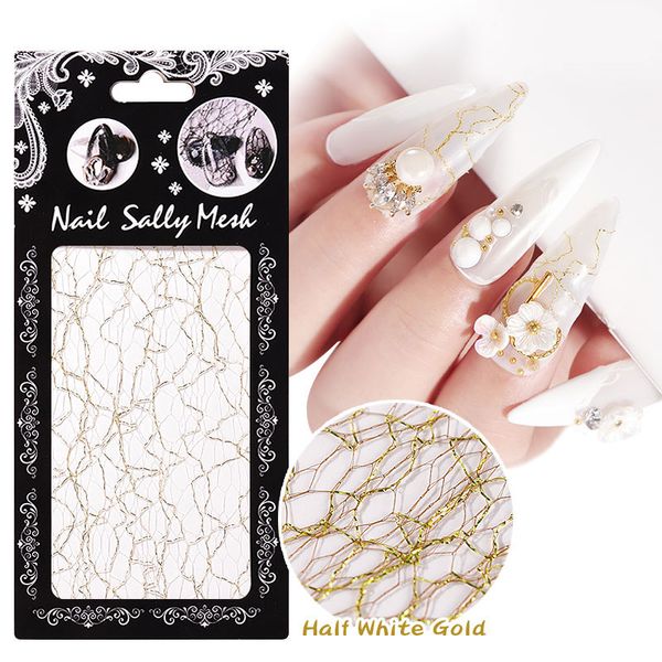 

nail art embossed 3d nail sticker glitter adhesive hollow transfer foils stripe line mesh decorations, Black