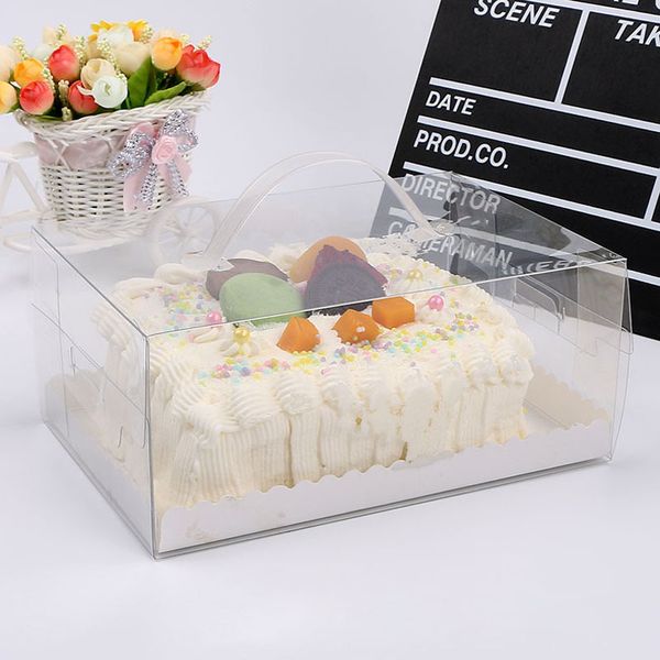 

clear transparent pet packing box birthday cake handle boxes wholesale