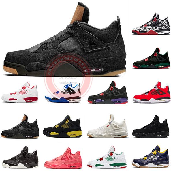 

4s 4 basketball mens shoes knit royal bule tattoo pure money royalty gs fire red tripl black white sports designer sneakers size 40-47