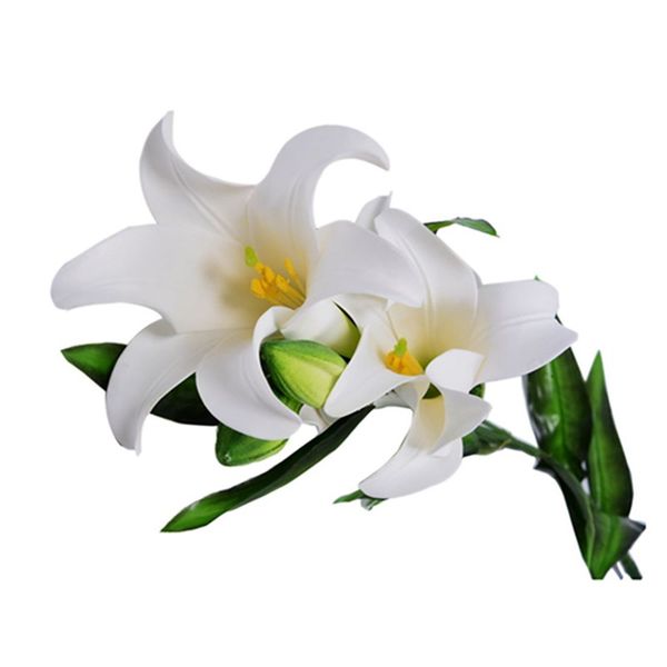 

fashion-artificial flower plastic fabric lily deco for house office white