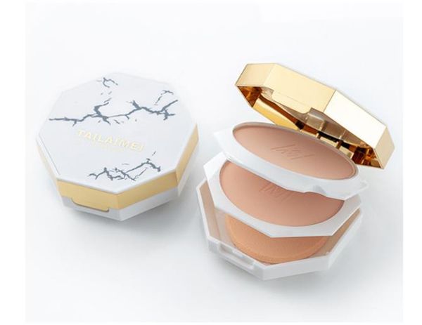 Autentico correttore in polvere pressata TLM 2IN1 Natural + Highlight With Puff Waterproof Waterproof Makeup Base