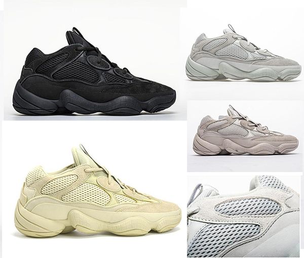 

new kanye west 500 men women running shoes with box black salt super moon yellow designer shoes desert rat 500 sport sneakers