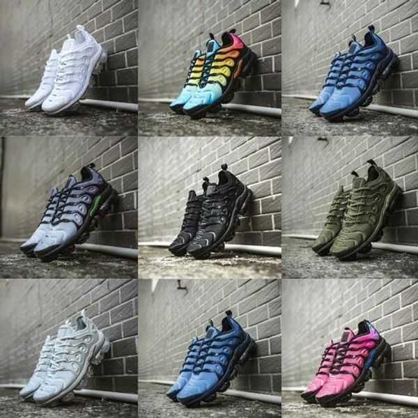 

wholesale 2019 new tn plus shoes white blue men women running fashion casual shoes triple black trainer requin tn cushion sneakers