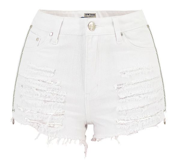 

star embroidered jeans shorts ripped jeans for women high waist short white with side zipper straight destroyed, Blue
