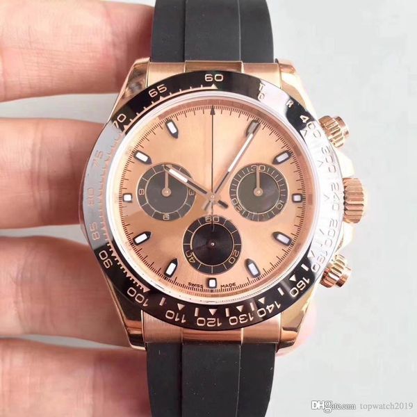 

Наручные часы 18ct розового золота циферблат 40MM циферблата автоматического механическое движение сапфирового зеркало керамического наружные кольцевой резиновый ремешок