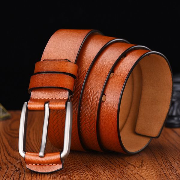 

el barco leather belt for men black coffee designer male belts cowhide luxury brown casual waist strap pin buckles, Black;brown