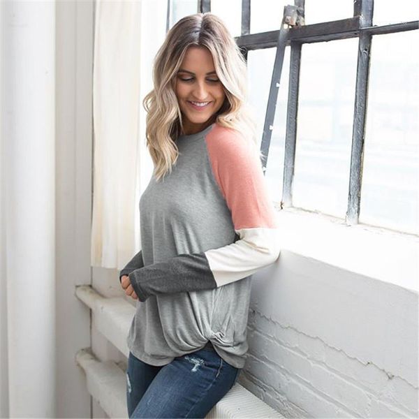 

sleeve tshirt spring autumn casual donna cloth crew neck fashion casual tees designer panelled woman long, White