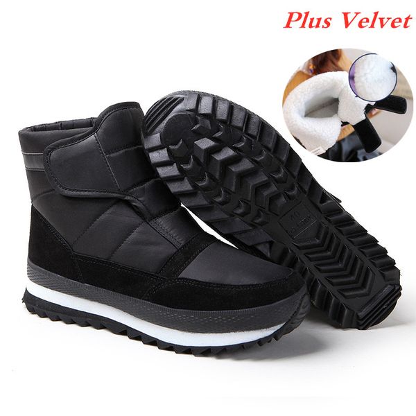 

men womens winter plus velvet thermal snow boots outdoor hiking sports fishing waterproof fleece boot non-slip warm cotton shoes