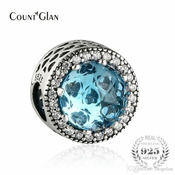 

2017 summer new glacier blue radiant hearts charms fit european bracelets silver 925 original decorative beads jewelry, Bronze;silver