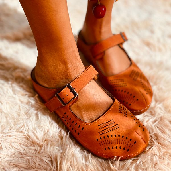 

new spring summer women's walking shoes ladies outdoor beach sandals handmade pu female flats retro slippers footwear size 35-43, Black