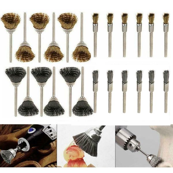 

36pcs mini drill rotary tools grinder deburring polishing wheel accessories stainless steel abrasive wire brush set metalworking