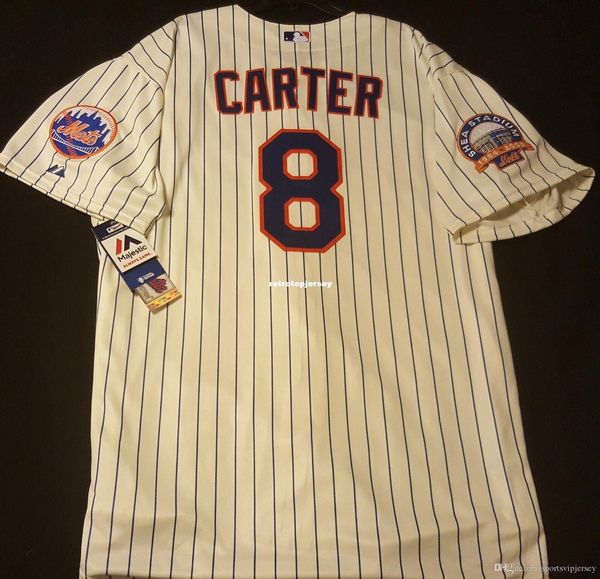 

majestic new york #8 gary carter cool base shea patch jersey mens stitched wholesale big and tall size xs-6xl baseball jerseys, Black;blue