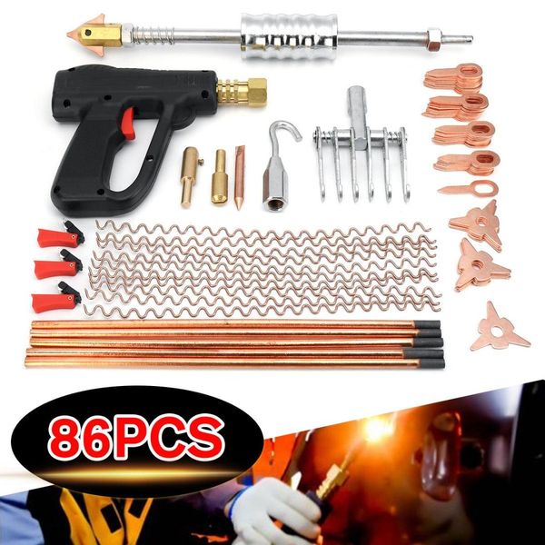 

86pcs/set car body dent repair puller kit dent spot repair removal device stud mini welding machine pulling hammer tool kit