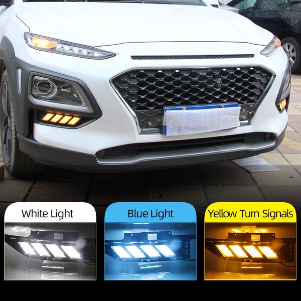 2шт DRL для Hyundai ENCINO 2018 2019 вождение дневной ходовой свет противотуманная фара LED дневной свет с желтым поворотником