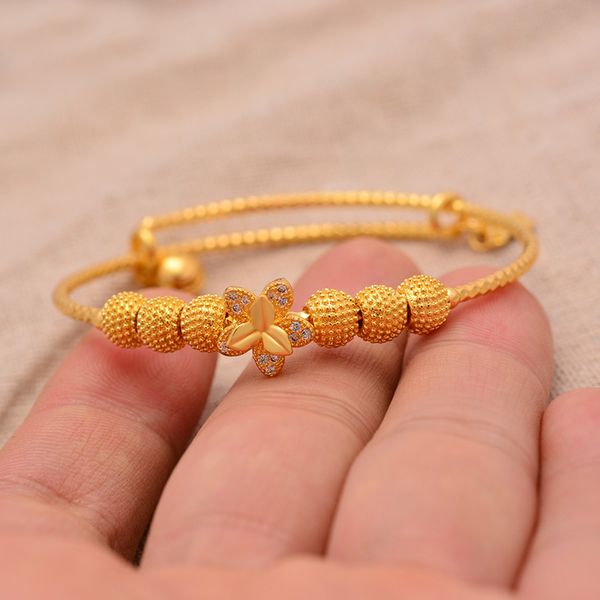

1pcs ethiopian arab africa jewelry flower bangles for baby / kids gold color bracelet circlet jewelry children gifts, Black
