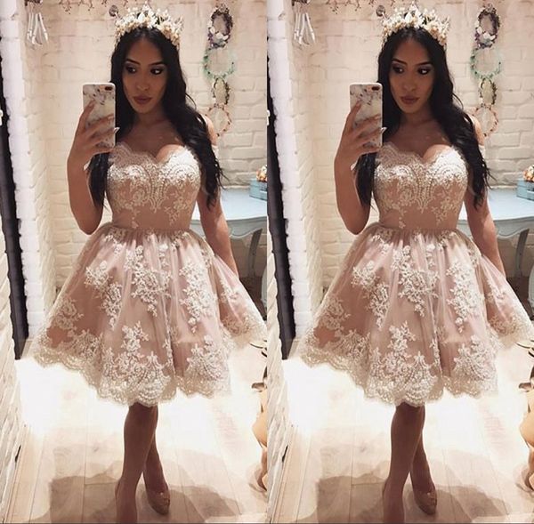 

Sweetheart Beading Tea Length Short Cocktail Dresses 2019 Party Dresses Evening Gowns Formal Wear vestidos cortos robes de cocktail